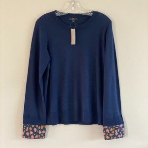 *NWT* J.Crew Navy Tippi Sweater with Leopard Cuffs